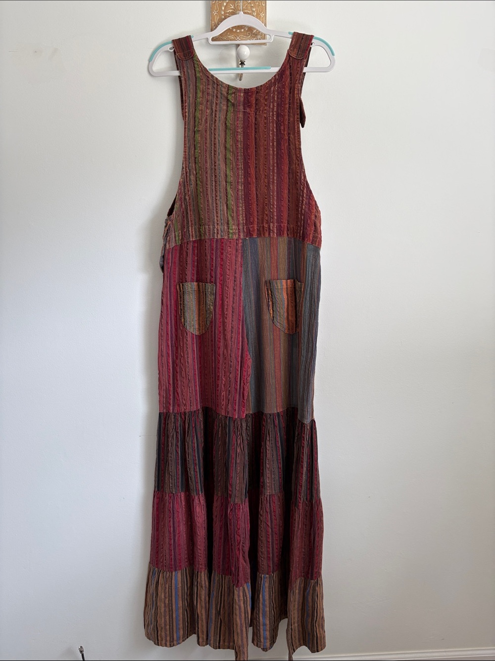 Striped Patchwork Jumpsuit with Pockets - Multicolor waist 18 inseam 32 - Picture 6 of 9